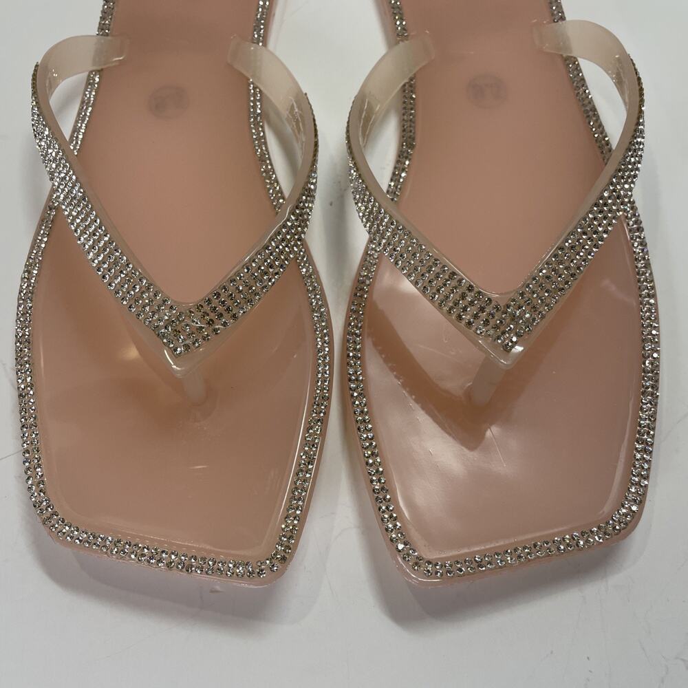 Lauren Lorraine Tampa Flip Flops Light Pink Sz 9.5 Rhinestone Embellished NIB